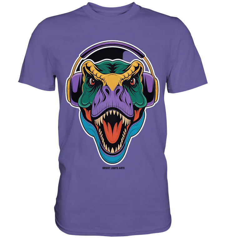 Wütender T-Rex mit Kopfhörern – Dinosaurier Design - Premium Shirt Bright Lights Arts
