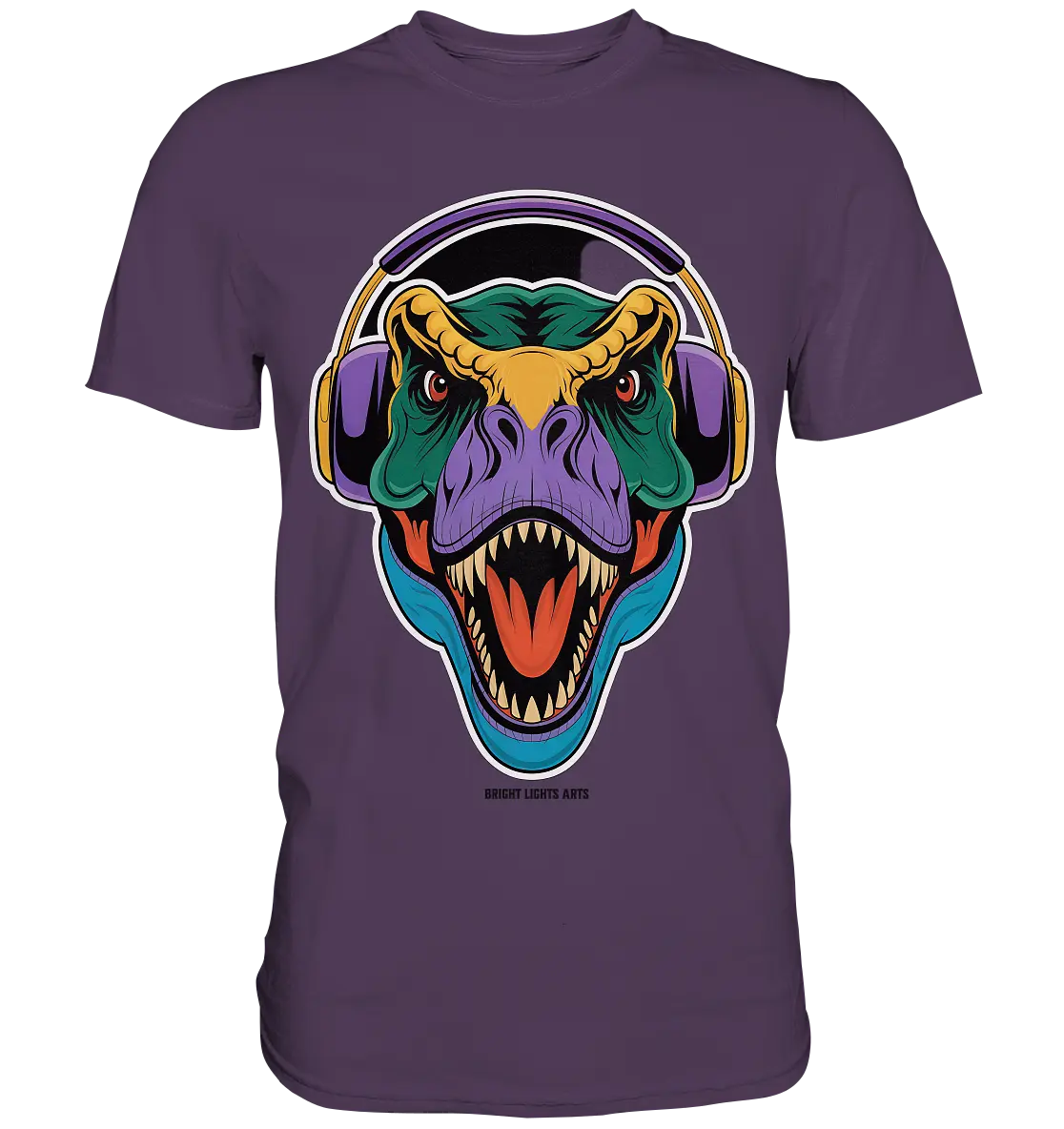 Wütender T-Rex mit Kopfhörern – Dinosaurier Design - Premium Shirt Bright Lights Arts