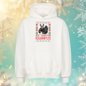 AFK – Away for Krampus Oversized Hoodie – Weiss – Bright Light Arts, lustiges Gaming-Weihnachtsdesign