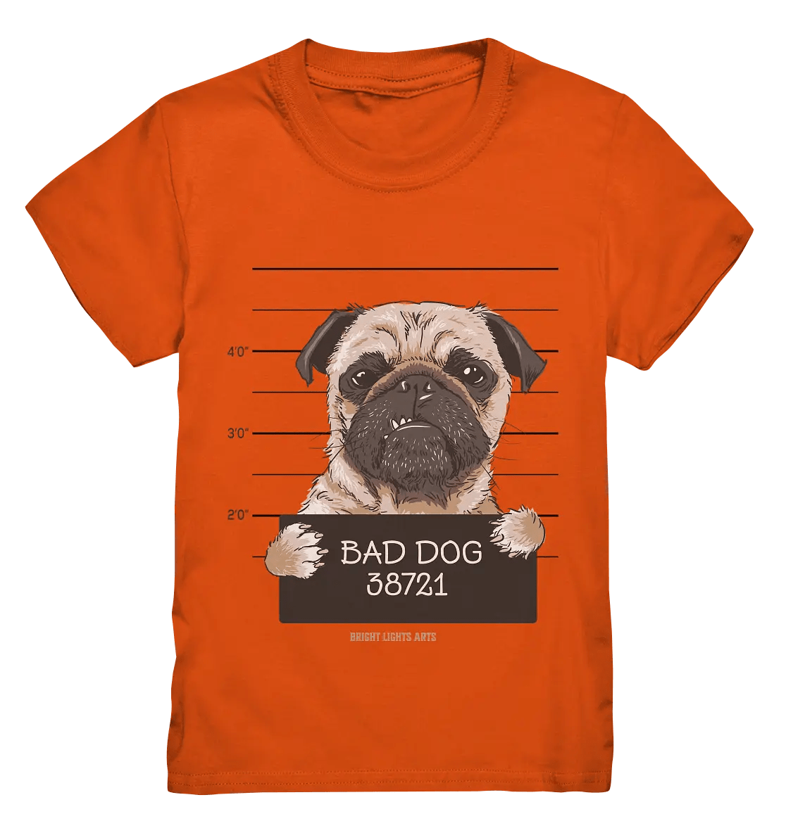 BAD DOG – Humorvolles Mugshot - Design mit Pug - Kids Premium Shirt - Bright Lights Arts