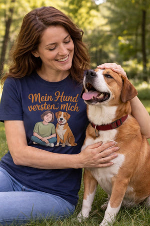 Premium T-Shirt mit Mein Hund versteht mich von Bright Light Arts im natürlichen Lifestyle-Look