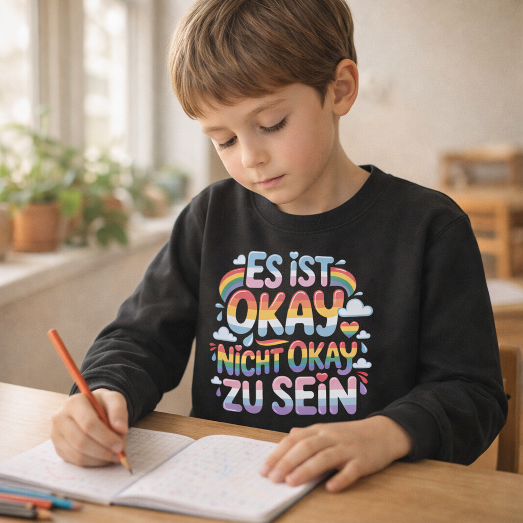 Es ist okay nicht okay zu sein Kids Sweatshirt – Bio-Baumwolle | Bestärkendes Kinder-Oberteil