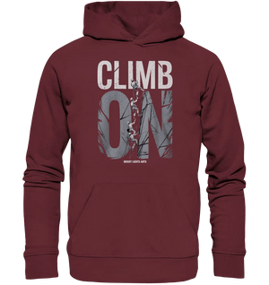CLIMB ON – Abenteuerliches Kletter - Design mit Teamgeist - Organic Hoodie - Bright Lights Arts