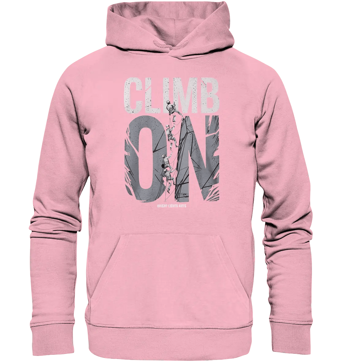 CLIMB ON – Abenteuerliches Kletter - Design mit Teamgeist - Organic Hoodie - Bright Lights Arts