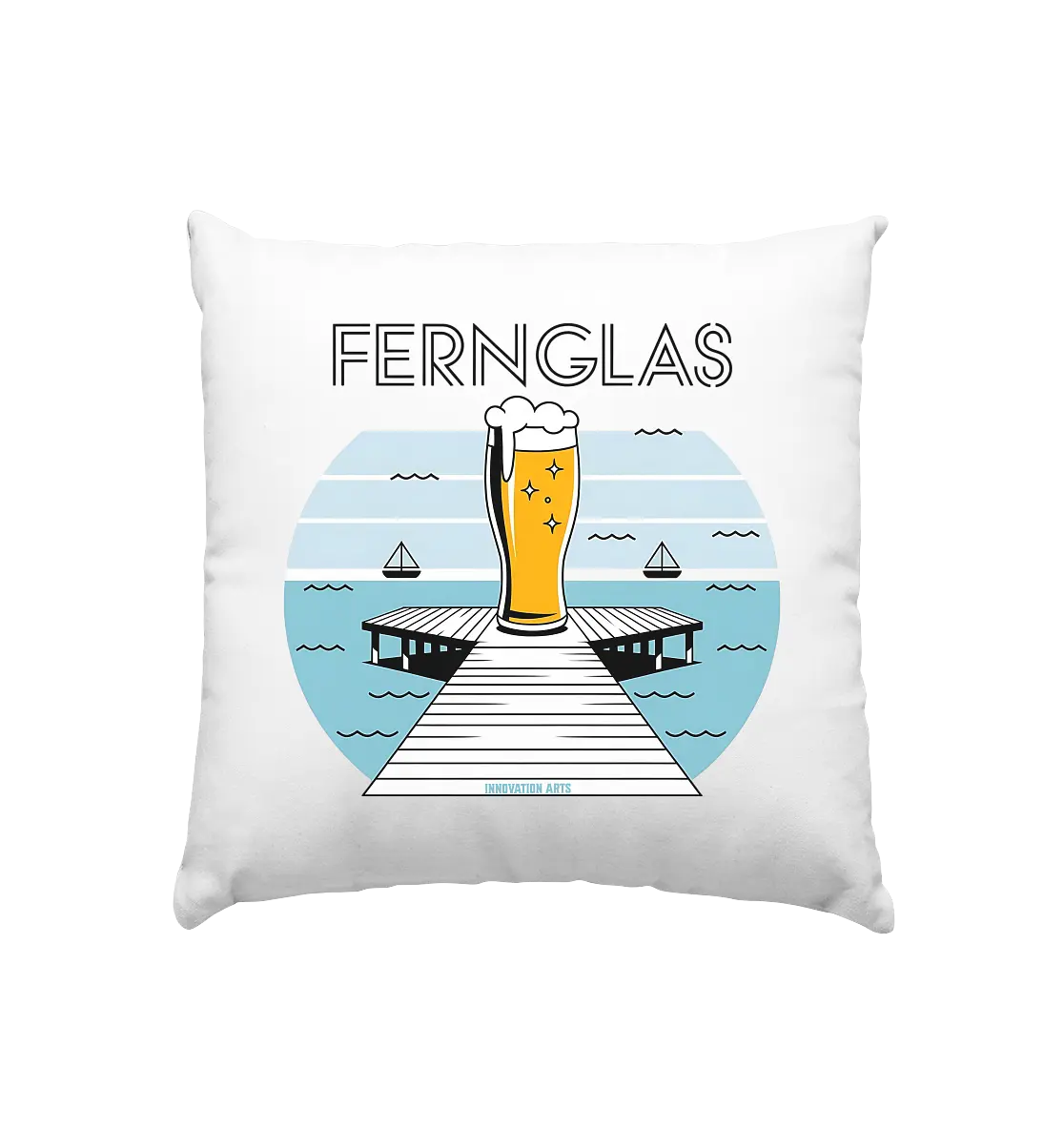 fernglas - Biergenuss am Steg - Kissen 40x40cm Bright Lights Arts