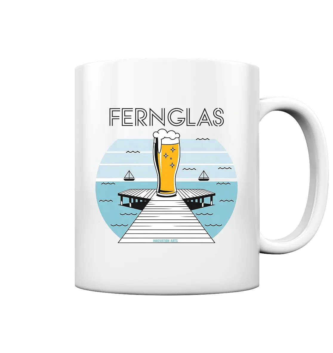 fernglas - Biergenuss am Steg - Tasse glossy Bright Lights Arts