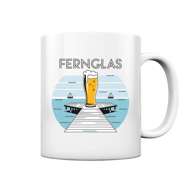 fernglas - Biergenuss am Steg - Tasse glossy Bright Lights Arts