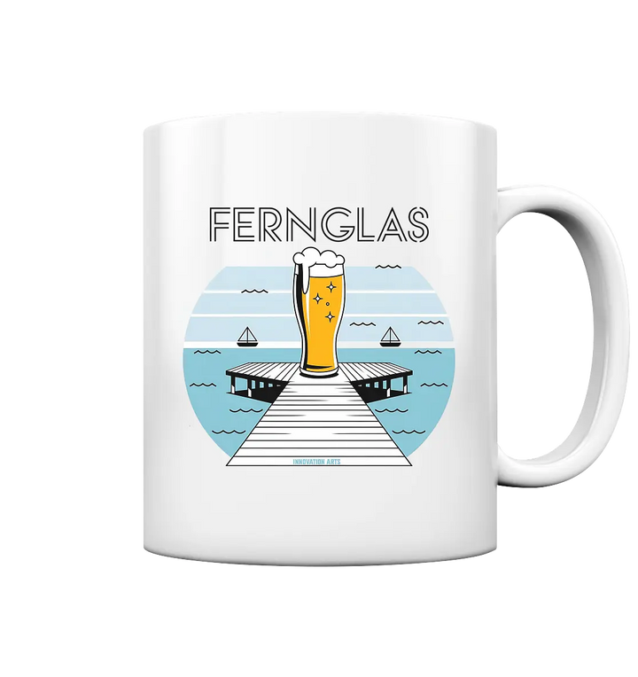 fernglas - Biergenuss am Steg - Tasse glossy Bright Lights Arts