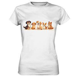 Fünf süße Cartoon - Hunde – Perfektes Geschenk für Hundefreunde - Ladies Premium Shirt - Bright Lights Arts