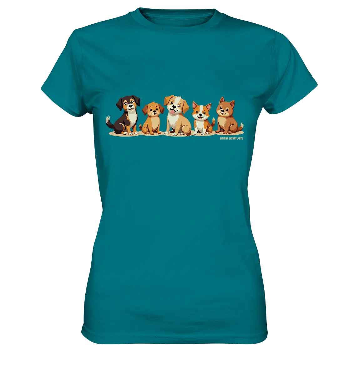 Fünf süße Cartoon - Hunde – Perfektes Geschenk für Hundefreunde - Ladies Premium Shirt - Bright Lights Arts