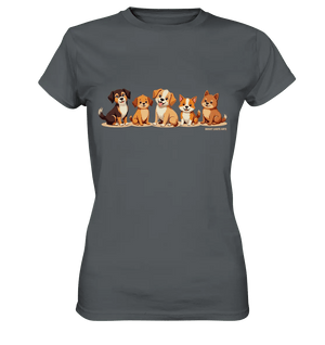Fünf süße Cartoon - Hunde – Perfektes Geschenk für Hundefreunde - Ladies Premium Shirt - Bright Lights Arts