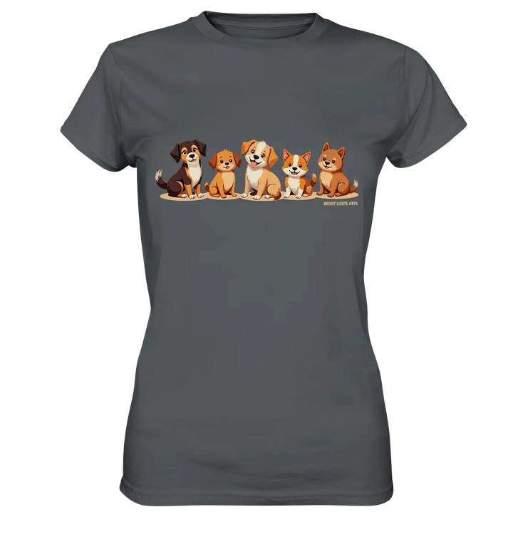 Fünf süße Cartoon - Hunde – Perfektes Geschenk für Hundefreunde - Ladies Premium Shirt - Bright Lights Arts
