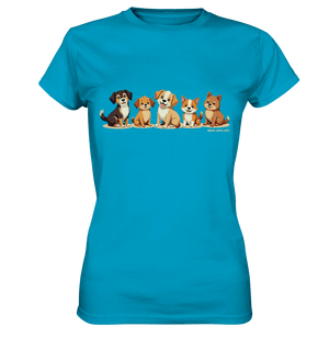 Fünf süße Cartoon - Hunde – Perfektes Geschenk für Hundefreunde - Ladies Premium Shirt - Bright Lights Arts
