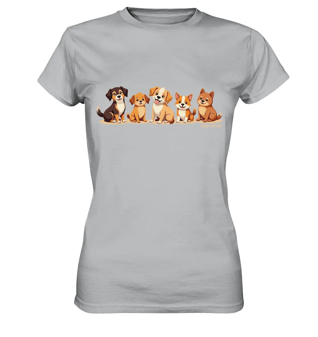 Fünf süße Cartoon - Hunde – Perfektes Geschenk für Hundefreunde - Ladies Premium Shirt - Bright Lights Arts
