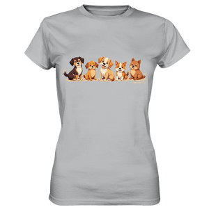 Fünf süße Cartoon - Hunde – Perfektes Geschenk für Hundefreunde - Ladies Premium Shirt - Bright Lights Arts