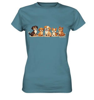 Fünf süße Cartoon - Hunde – Perfektes Geschenk für Hundefreunde - Ladies Premium Shirt - Bright Lights Arts