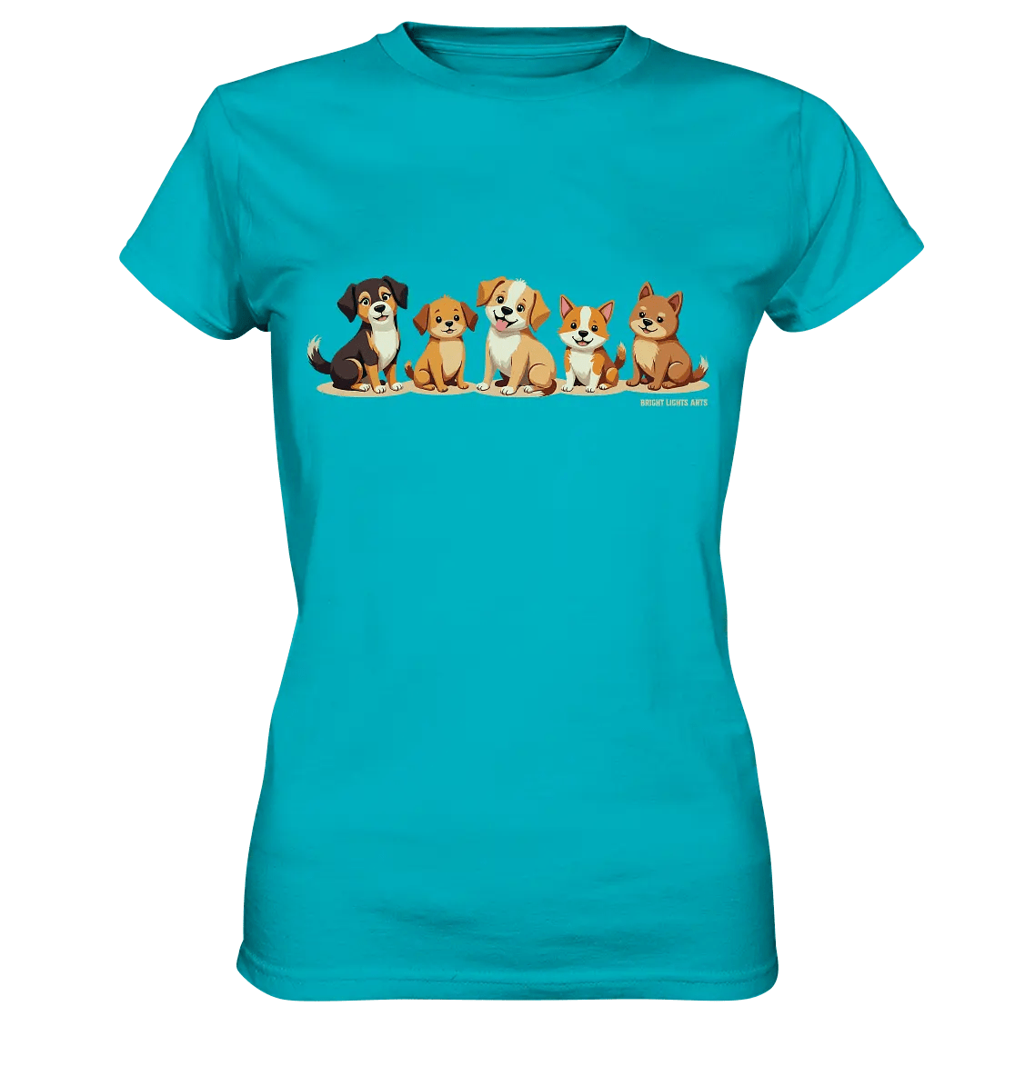 Fünf süße Cartoon - Hunde – Perfektes Geschenk für Hundefreunde - Ladies Premium Shirt - Bright Lights Arts