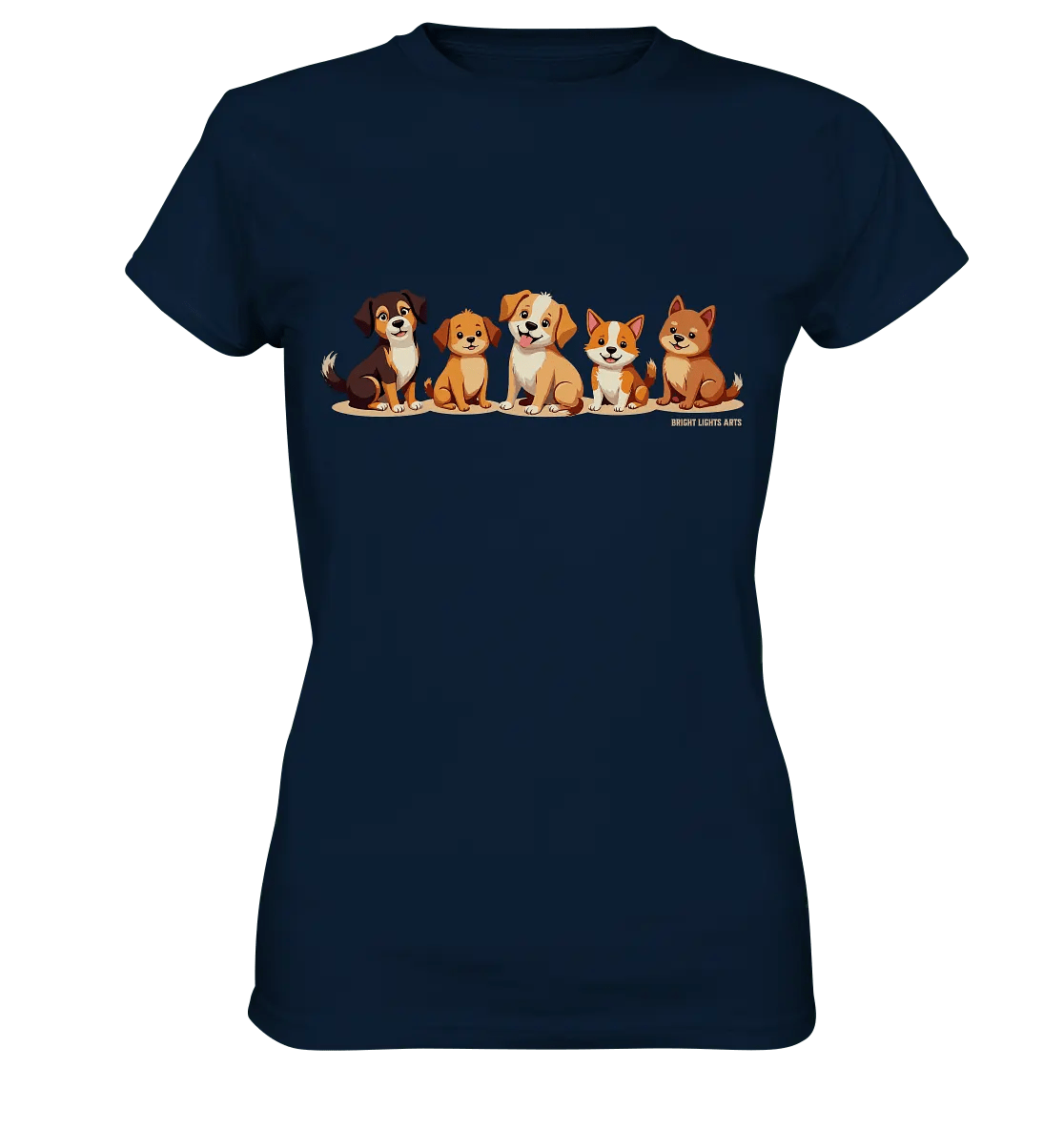 Fünf süße Cartoon - Hunde – Perfektes Geschenk für Hundefreunde - Ladies Premium Shirt - Bright Lights Arts