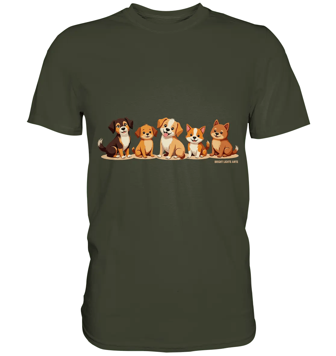 Fünf süße Cartoon - Hunde – Perfektes Geschenk für Hundefreunde - Premium Shirt - Bright Lights Arts