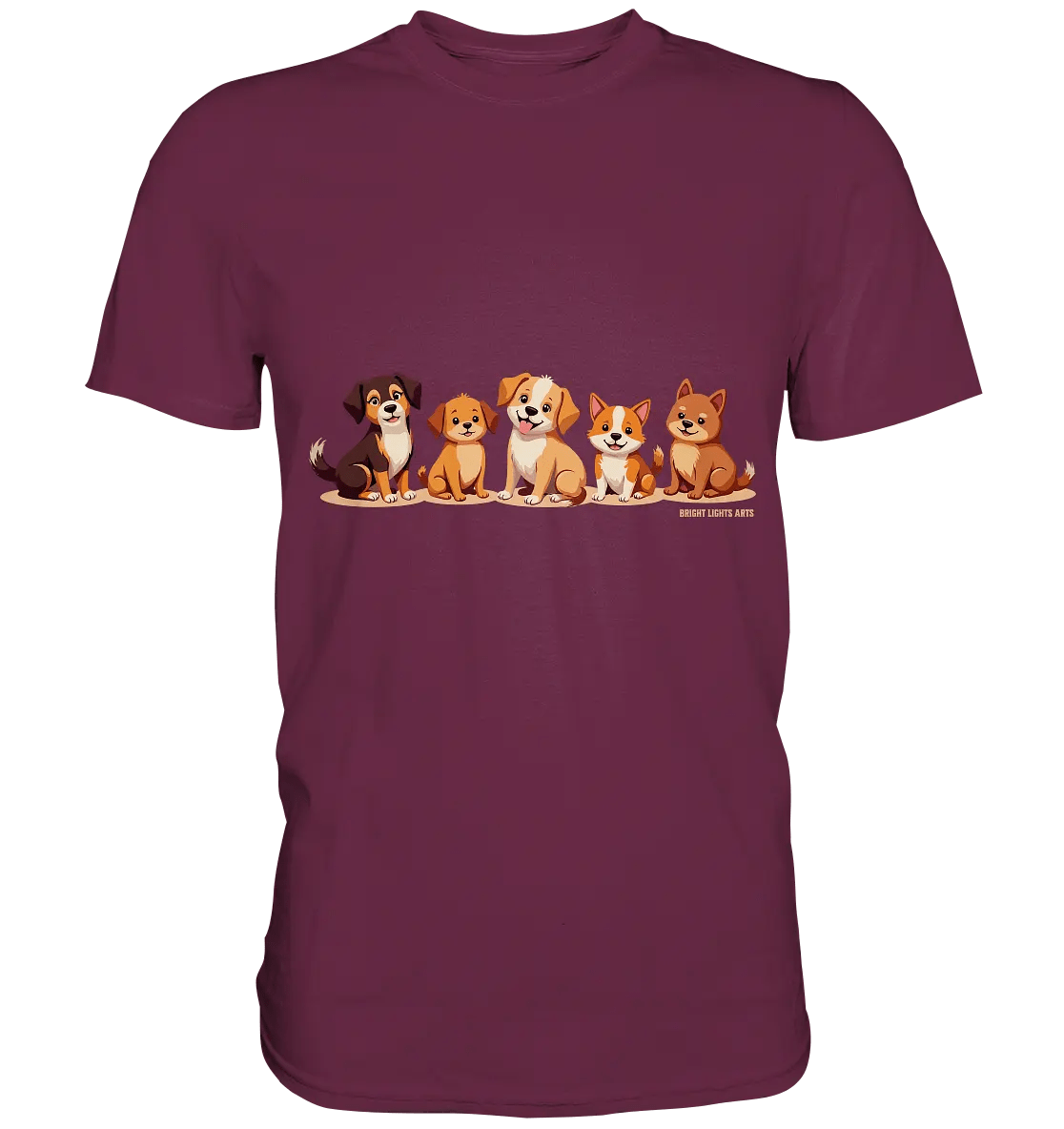 Fünf süße Cartoon - Hunde – Perfektes Geschenk für Hundefreunde - Premium Shirt - Bright Lights Arts