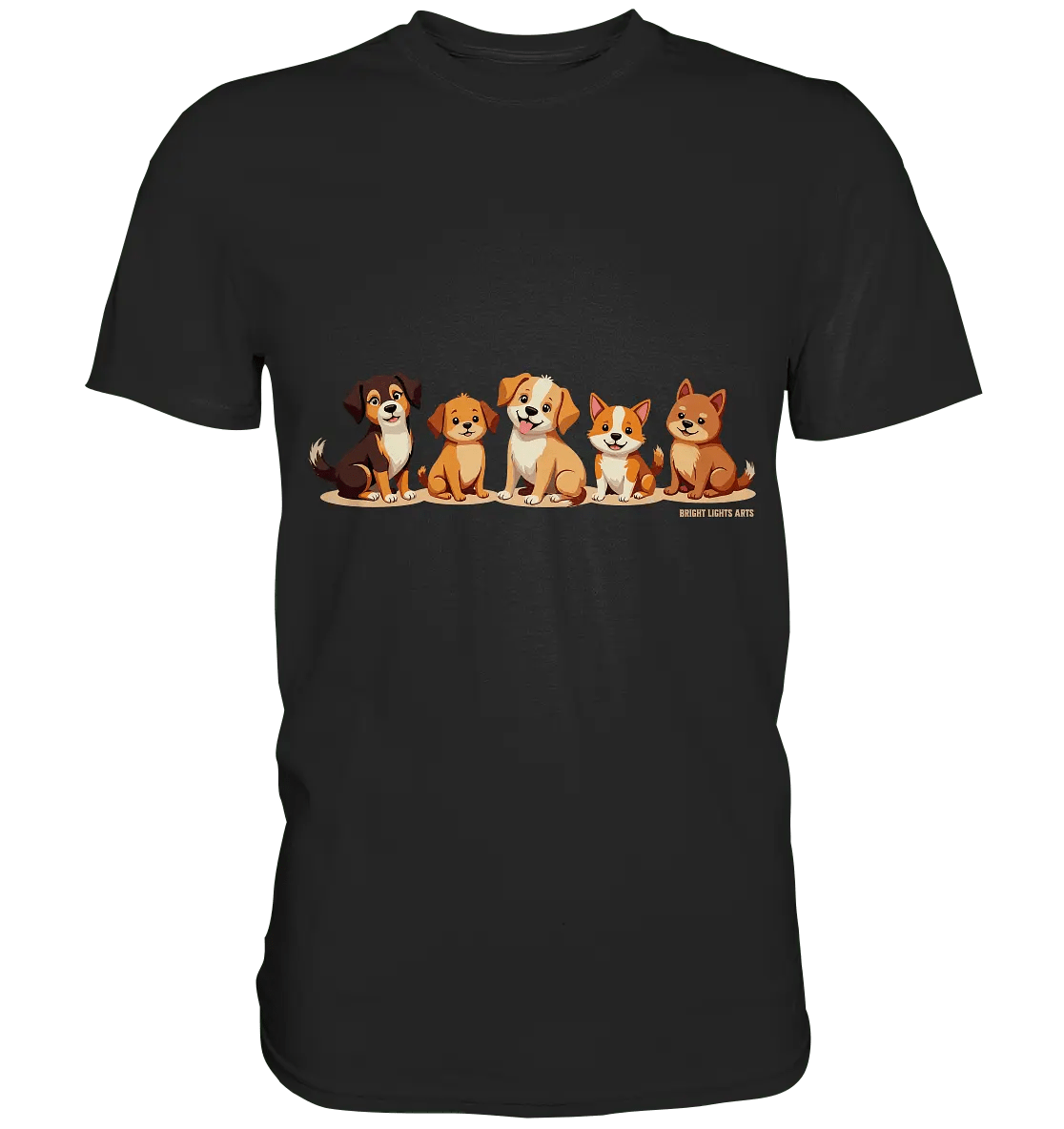 Fünf süße Cartoon - Hunde – Perfektes Geschenk für Hundefreunde - Premium Shirt - Bright Lights Arts