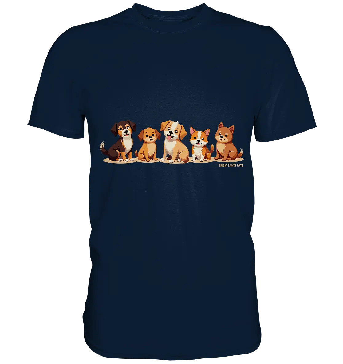 Fünf süße Cartoon - Hunde – Perfektes Geschenk für Hundefreunde - Premium Shirt - Bright Lights Arts