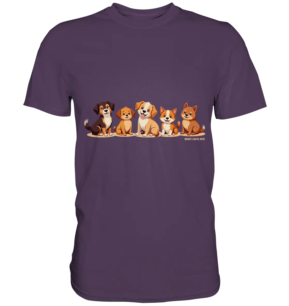 Fünf süße Cartoon - Hunde – Perfektes Geschenk für Hundefreunde - Premium Shirt - Bright Lights Arts