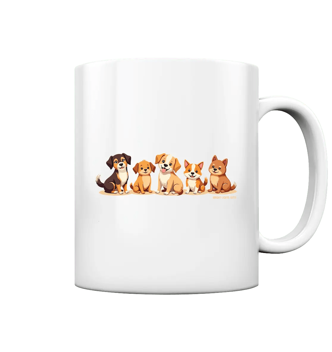 Fünf süße Cartoon - Hunde – Perfektes Geschenk für Hundefreunde - Tasse glossy - Bright Lights Arts