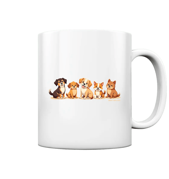 Fünf süße Cartoon - Hunde – Perfektes Geschenk für Hundefreunde - Tasse glossy - Bright Lights Arts