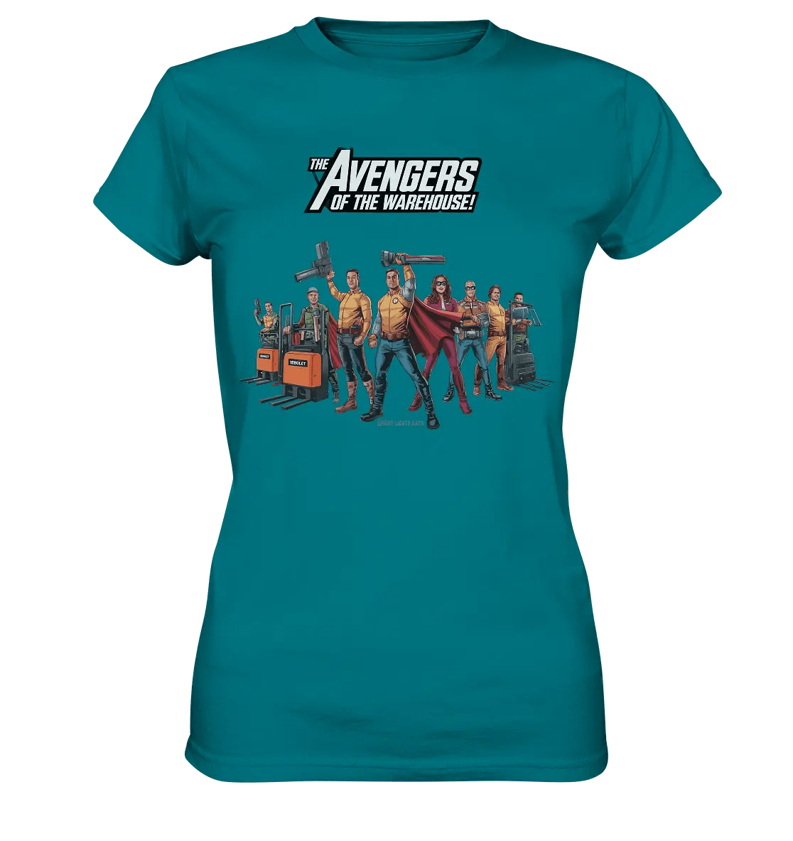 Lagerhelden – Humorvolle und kreative Teamwork Kunst - Ladies Premium Shirt - Bright Lights Arts