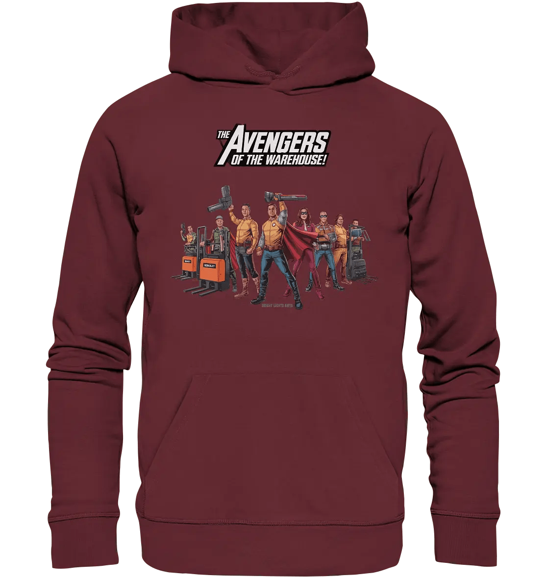 Lagerhelden – Humorvolle und kreative Teamwork Kunst - Organic Hoodie - Bright Lights Arts