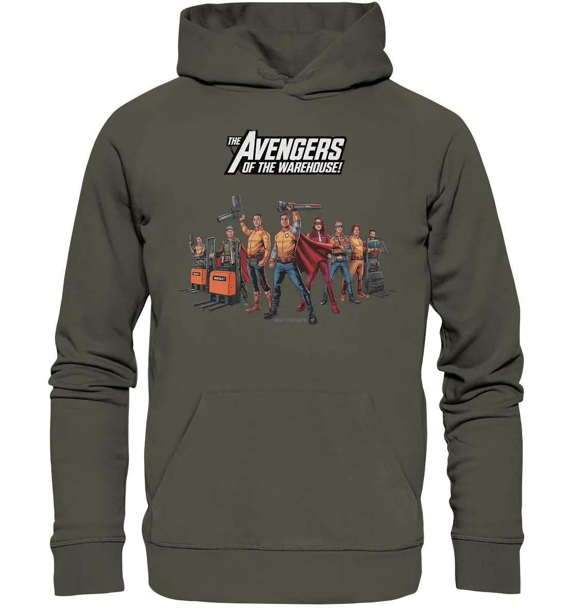 Lagerhelden – Humorvolle und kreative Teamwork Kunst - Organic Hoodie - Bright Lights Arts