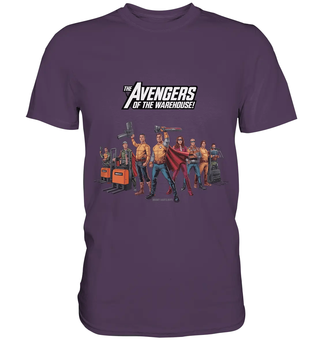 Lagerhelden – Humorvolle und kreative Teamwork Kunst - Premium Shirt - Bright Lights Arts