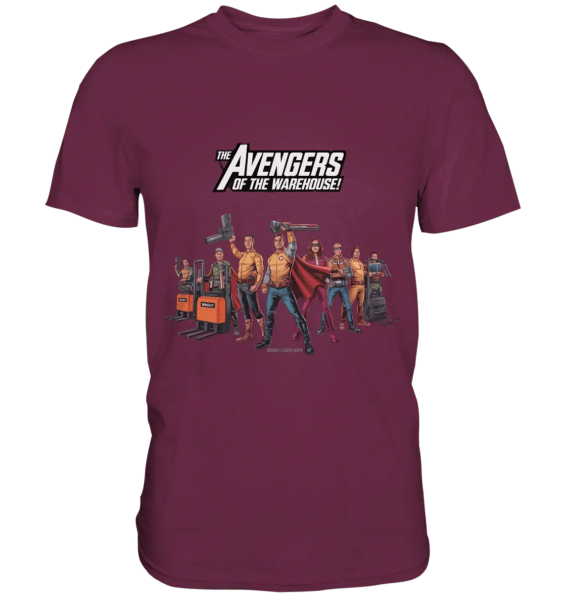 Lagerhelden – Humorvolle und kreative Teamwork Kunst - Premium Shirt - Bright Lights Arts