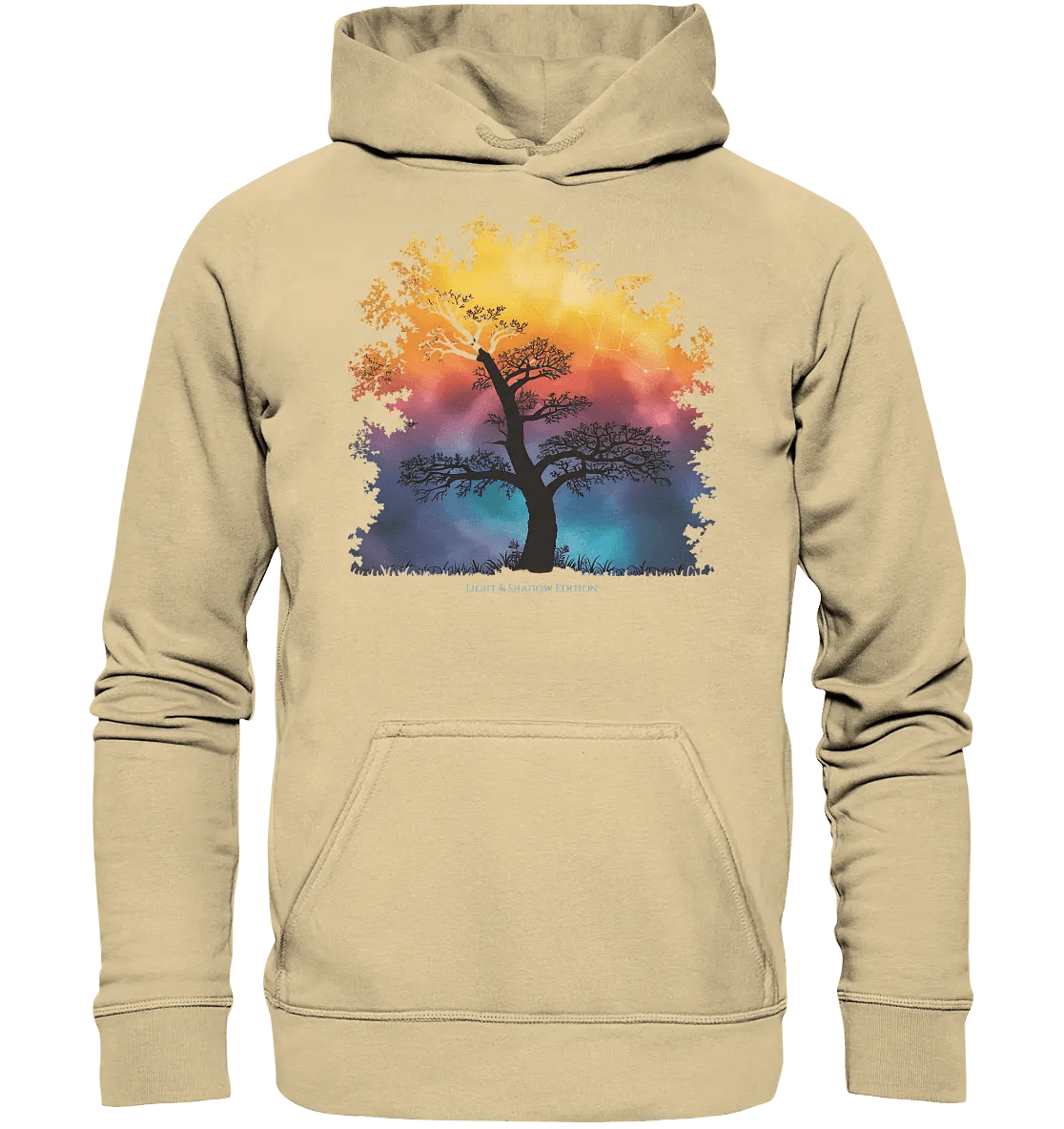 Licht & Schatten – Magische Baumlandschaft mit Sternbild - Basic Unisex Hoodie - Bright Lights Arts