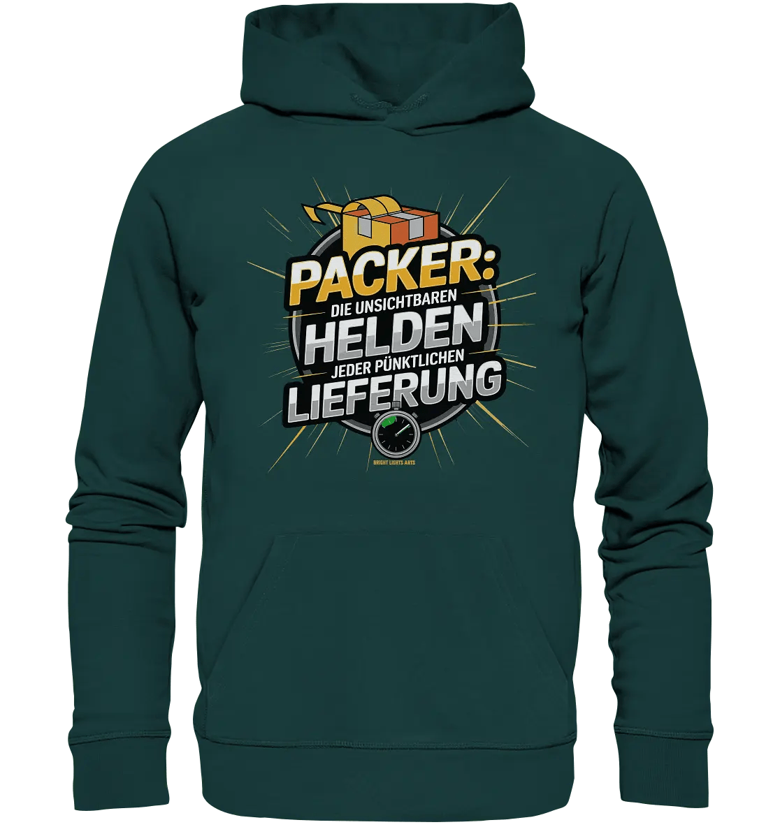 PACKER: Unsichtbare Helden der Logistik – Ein Design für Berufsstolz - Organic Hoodie - Bright Lights Arts