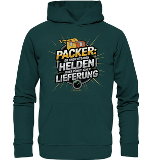 PACKER: Unsichtbare Helden der Logistik – Ein Design für Berufsstolz - Organic Hoodie - Bright Lights Arts