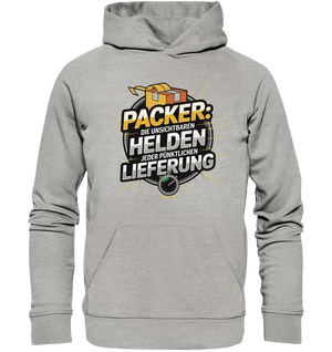 PACKER: Unsichtbare Helden der Logistik – Ein Design für Berufsstolz - Organic Hoodie - Bright Lights Arts
