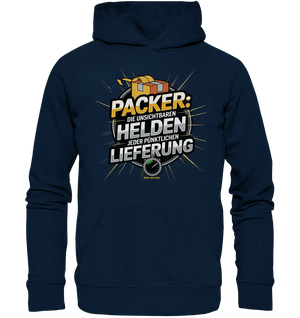 PACKER: Unsichtbare Helden der Logistik – Ein Design für Berufsstolz - Organic Hoodie - Bright Lights Arts