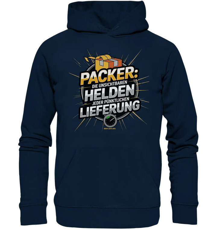 PACKER: Unsichtbare Helden der Logistik – Ein Design für Berufsstolz - Organic Hoodie - Bright Lights Arts