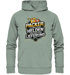 PACKER: Unsichtbare Helden der Logistik – Ein Design für Berufsstolz - Organic Hoodie - Bright Lights Arts