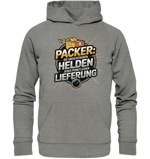 PACKER: Unsichtbare Helden der Logistik – Ein Design für Berufsstolz - Organic Hoodie - Bright Lights Arts