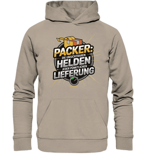PACKER: Unsichtbare Helden der Logistik – Ein Design für Berufsstolz - Organic Hoodie - Bright Lights Arts