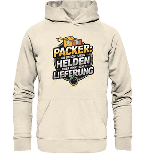 PACKER: Unsichtbare Helden der Logistik – Ein Design für Berufsstolz - Organic Hoodie - Bright Lights Arts