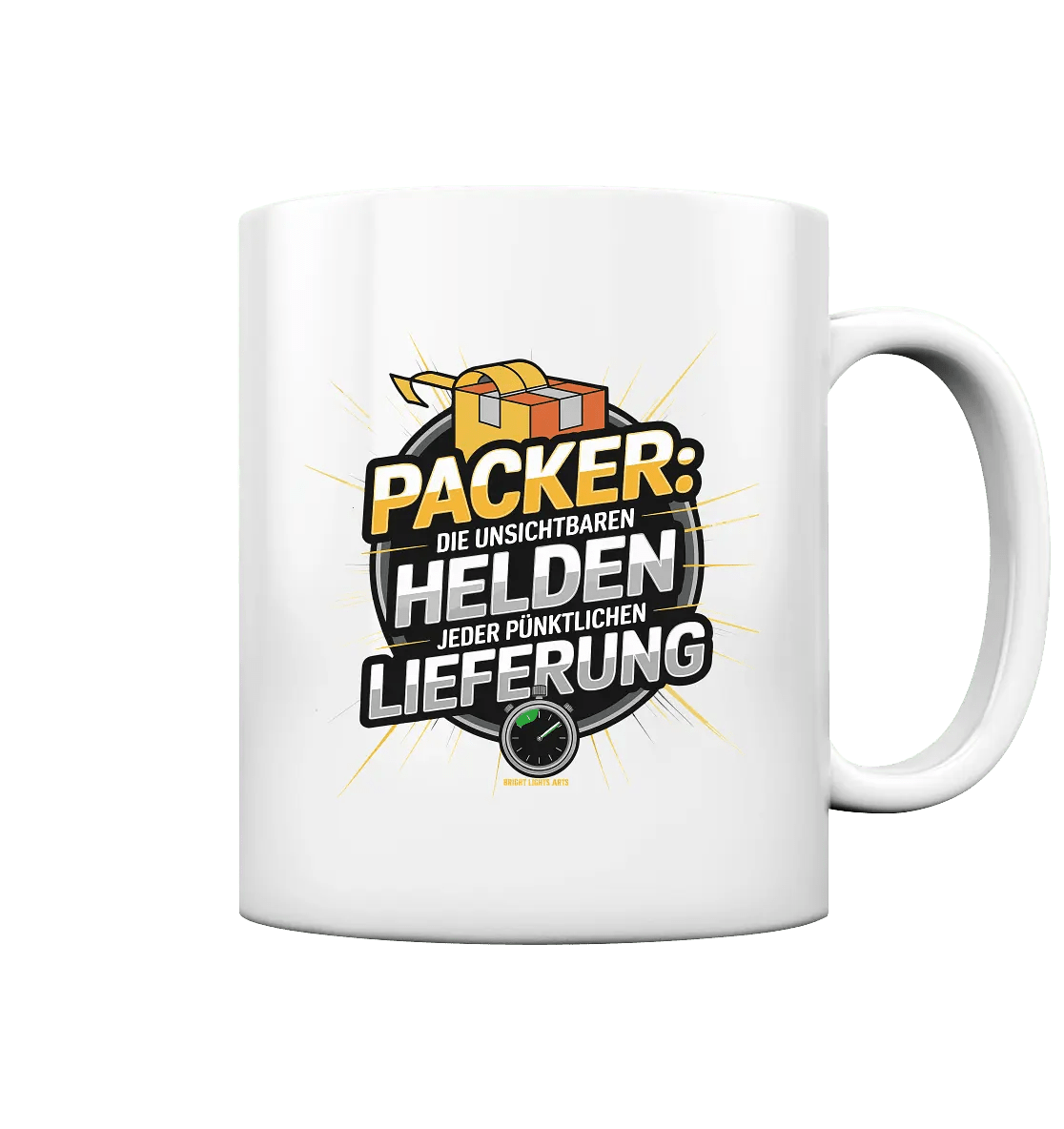 PACKER: Unsichtbare Helden der Logistik – Ein Design für Berufsstolz - Tasse glossy - Bright Lights Arts