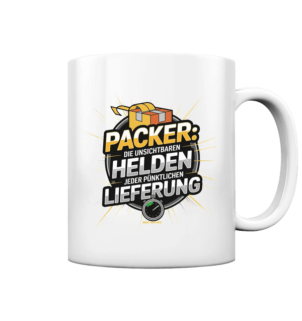 PACKER: Unsichtbare Helden der Logistik – Ein Design für Berufsstolz - Tasse glossy - Bright Lights Arts