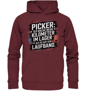 Picker – Kilometerjagd im Lager, neu definiert - Organic Hoodie - Bright Lights Arts