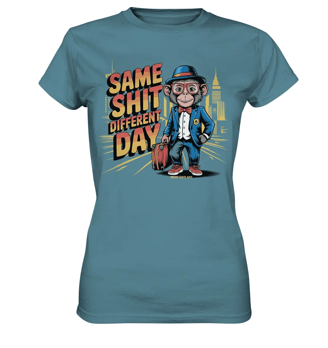 SAME SHIT DIFFERENT DAY – Humorvolles Design mit Affen im Anzug - Ladies Premium Shirt - Bright Lights Arts