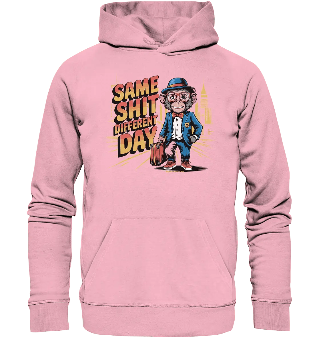 SAME SHIT DIFFERENT DAY – Humorvolles Design mit Affen im Anzug - Organic Hoodie - Bright Lights Arts