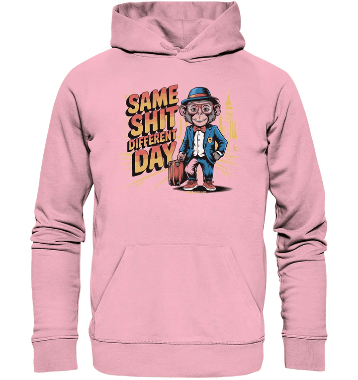 SAME SHIT DIFFERENT DAY – Humorvolles Design mit Affen im Anzug - Organic Hoodie - Bright Lights Arts